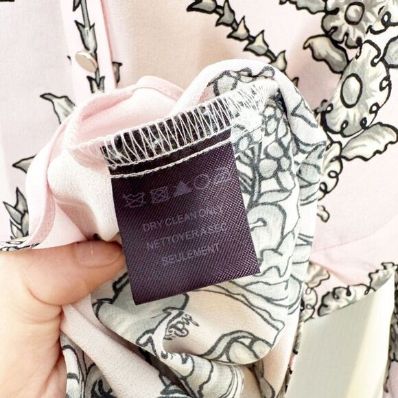 Hale Bob Silk Blouse International Silk Popover Pink Gray Print Women’s Size S - Picture 6 of 8